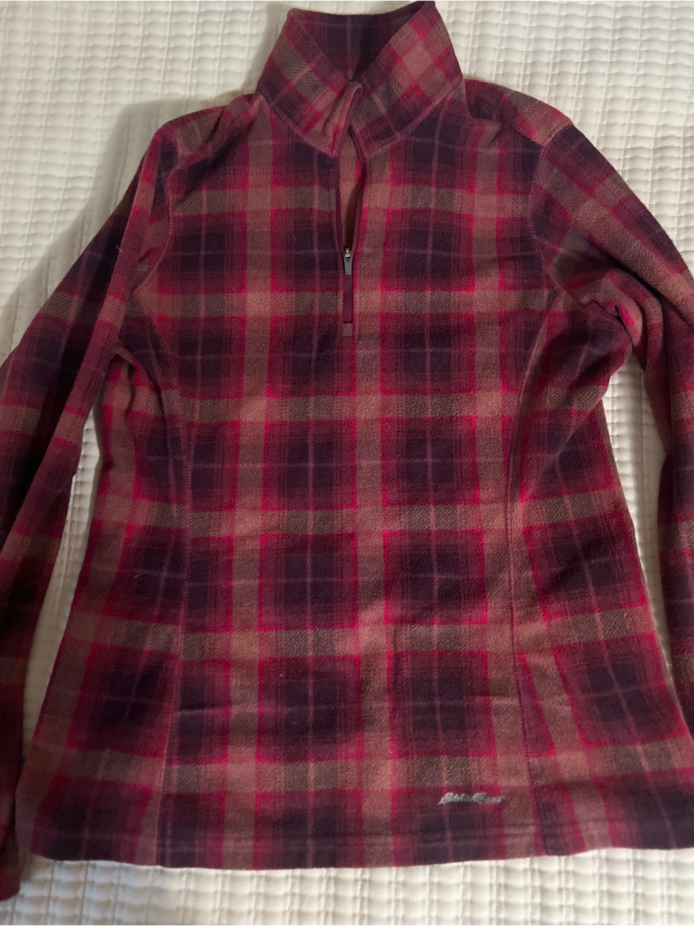 Eddie Bauer quarter zip pullover fleece pink red small